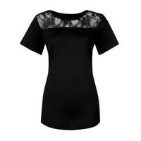 Prodaja Ženska modna košulja za blube za blube Casual okrugli vrat čipkasti čipka, kratki rukav čvrsta