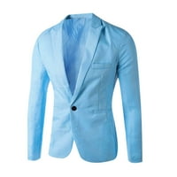 Hinvhai zimske jakne za muškarce čišćenje muških jedno dugmeta Solid Color Business odijelo Top nebo plavo 6