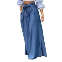 Kneelentne plus veličine haljine za žene casual pantalone za noge casual velike traper hlače Leopard pantalone traper ženske hlače svijetlo plavo xl