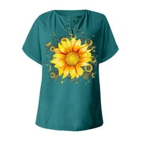 Strungten Ljetni modni casual V izrez Print kratkih rukava majica vrhovi ženskih vrhova