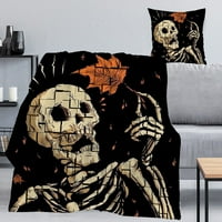 Dekorativni pokrivač HALLOWEEN sa jastukom, sretan pokrivač Halloween za Halloween Party Dobavljač Dekoracije unutarnjeg dijela na otvorenom ulazi Windows Decor, # 355,40x58 ''