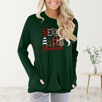 Jeseni džemperi za žene Drćene slatke košulje uzorak plus veličine božićne košulje Crewneck Shirtspollover