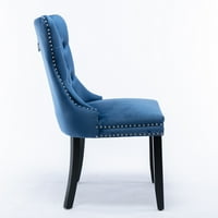 Velvet Tapacirane stolice za ručavanje od 2, Wingback Blagovaonica Stolice sa prstenom, norme, naigrač i tufted gumb na leđima, luksuzne stolice za dnevnu sobu Kuhinja