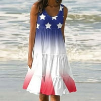 Ljetne haljine za žensku haljinu bez rukava rezervoar na plaži dan za neovisnost o neovisnosti ženske haljine Navy_ m