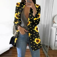 Strungten ženska casual modni print rever s dugim rukavima Slim Fit Mali jakna