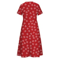 Haljine za ženske haljine za sunčanje Srednja duljina seksi dnevna haljina crvena xl