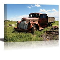 Zidni platno Ispisuje zidnu umjetnost - Vintage Pickup kamion u polju