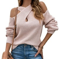 Sizzling Štednja wxlwzywl džemperi za žensko čišćenje plus veličine casual soild dugih rukava pulover okrugli vrat ružičasti