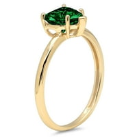 1CT srce rezano zeleno simulirano smaragdno 18k žuti zlatni godišnjički zaručni prsten veličine 4