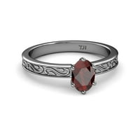 Red Garnet 7x ovalni pomični zaručni prsten za udruženje 1. karata u 14k bijelo zlato .Size 8.5