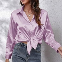 GUBOTARE ženske bluze žene klasične plaćene majice spuštaju majicu platneni bluza na vrhu