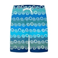 Vivianyo HD hlače za muškarce muškarci Ležerne prilike Ležerne prilike ljetne elastične struke 3D ispisane prugaste ukrade za kratke hlače za plažu plave