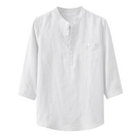 Polo košulje za muške vrećastog pamučnog posteljina od pune tromjesečne rukavice s kratkim rukavima majice