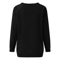 Košulje od 80-ih za žene pune rukave na vrhu vrhova vrata na vrhu pisma Ispis grafički džemper crni xxl