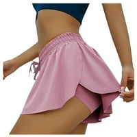Ženske hlače Sportska joga Dvostruki sloj Čvrsti boje za crtanje elastičnih struka Skirtni struk Shorts Workout Hlače za žene