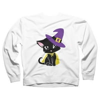 Halloween Cat White Graphic Crew dukserica - Dizajn od strane ljudi XL