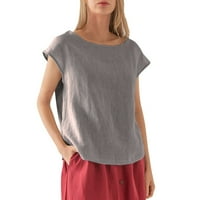 Ženski vrhovi ženske modne boje kontrast patchwork van ramena majica s dugim rukavima Grey XL