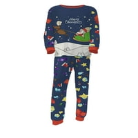 Božićne noćne odjeće roditelj-dijete, dugi rukav okrugli vrat Santa Print Tops pantalone za odrasle
