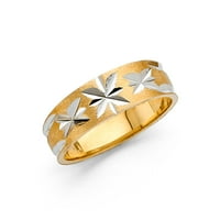 Čvrsti 14K zlatni okrugli kubični cirkonijski bijeli i žuti prsten dva tonska dijamantska koženje godišnjice