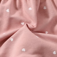 Blotona Kids Girls Spring Ružičasta haljina, dugi rukav Okrugli vrat srca Ispis A-line casual haljina djeca jesenski princeza haljina odjeća, veličine 6m-4t