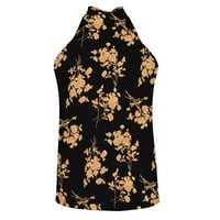 Ženski halter vrhovi cvjetni proljetni bluze dame mock izrez majice bez rukava bez rukava Elegantne labave dressivne majice