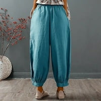 Joau posteljine hlače za žene Ljeto plus veličina elastična struka široke noge labave pantalone obrezane