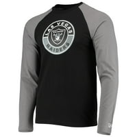 Muška nova era Crna siva Las Vegas Raiders Liga Raglan majica s dugim rukavima