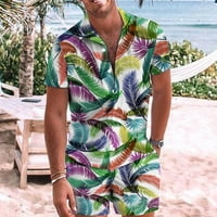 Muška proljetna ljetna casual moda Havaji Tropska plaža na gumb tiskanih kratkih rukava kratke hlače