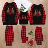 Honeeladyy božićna mama pidžama za obiteljski božićni rukav tiskani zaslon za spavanje crvene plaćene i duge hlače za spavanje za spavanje crna prodaja