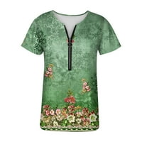Umitay trendi Ljetne košulje Ženske modne casual Vintage Cvjetni ispisani majica kratkih rukava sa zatvaračem s kratkim rukavima