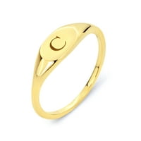 10K pravi čvrsti žuto zlatni prsten za slaganje sitnice, personaliziran u svakom slovu abecede, midi