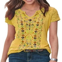 Majica Colisha Ladies majica V izrez Tee Loose Dnevno odjeća s kratkim rukavima Tunička bluza Žuta l