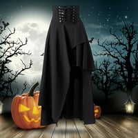 FSQJGQ suknje za žene Gothic cvjetne suknje Ženska patka gotička odjeća Vintage pamuk crne čipke suknje