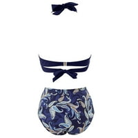 YubnLvae kupaći kostim za žene Vintage kupaći kostim dva retro Halter Ruched High Squik Print bikini