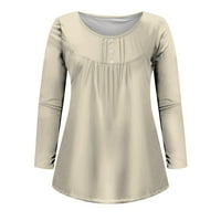 Košulje za žene na klirensu Čvrsta boja rebraste rukave Irgularna majica TOP TUNIC TUNTIC, smeđa, m