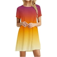 Ženska slobodna udobnost mini haljina klirence kratkih rukava Vintage ljetni trendi okruglih košulja