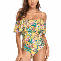 Lanner Ženska kupaći kupaći kostim s ramenom srušili cvjetni ispisani plivanje monokini bikini kupaći