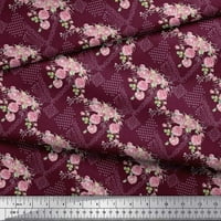 Soimoi ljubičasta mahovina Georgette tkanina damask & ruža cvjetna otisnuta tkanina od dvorišta širom