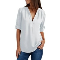 Ženske ljetne majice patentni patentni košulje Tunic V izrez košulje ženske poslovne ležerne radne majice