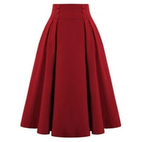 Yubnlvae struk žene visoka suknja sa džepovima suknja Vintage modna pluća suknja