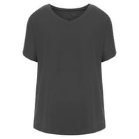 Floleo ženski vrhovi bavi se ljetnim kratkim rukavima V izrez pune boje casual majica labava fit osnovna bluza