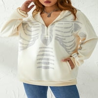 Ženska jesenska dukserica s kapuljačom skeletona za kostur od kristala s dugim rukavima, pola pakiranja na dugim rukavima, pulover vrhove Streetwear S-XL
