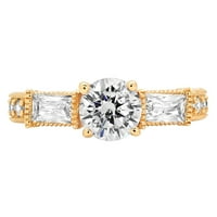 2. CT sjajan okrugli rez originalni kultivirani dijamant VS1-VS G-H 14K Žuto zlato Tro-kamena Obećaj Vjenčanje Izvještaj o vjenčanju Angažman dizajnerske prstene veličine 4,5