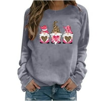 Zodggu poklon trendi bluza vrhovi zimskih tankih dukseva za žene Leopard Gnomes Print Crew Reck Modne