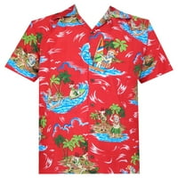 Havajski majice Muške reindeer Santa Beach Aloha Casual Holiday Red 2xl