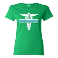 Medicinski simbol sa vakcinisanim muzikom HUMOR Ženska grafička majica, mornarica, srednja