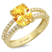 3. CT Briljantni jastuk Cleani simulirani dijamant 18k žuti zlatni pasijans sa Accentima prsten sz 6