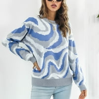 TEJIOJOO ženski pokloni za odjeću dame lagane jesen i zimski dugih rukava, a američki pleteni džemper
