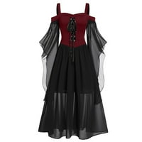 PBNBP gotičke haljine za žene blok boja čipke Gothic srednjovjekovni kostimi za Halloween Renaissance