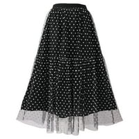 Xmarks suknje za žene za žene elastične visoke struk naleted midi suknje polka tačke ispisati suknju mrežaste line ljuske suknje, s-2xl